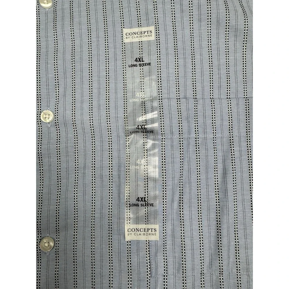 Concepts Size 4XL Big & Tall Mens Shirt Blue Stripe Long Sleeve Button Up NWT